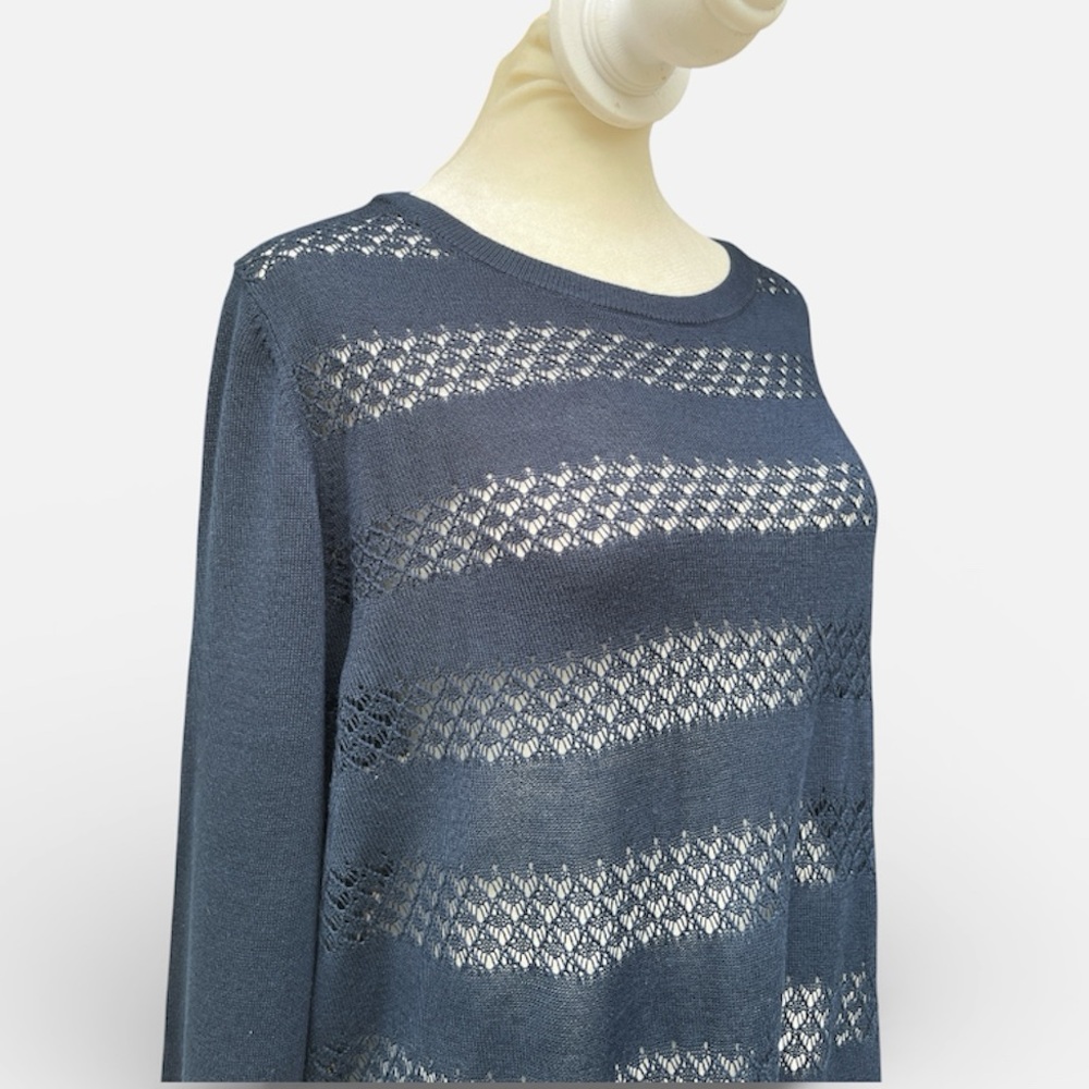 Banana Republic Open Knit Crew Neck Lightweight Sweater in Navy Sz XL